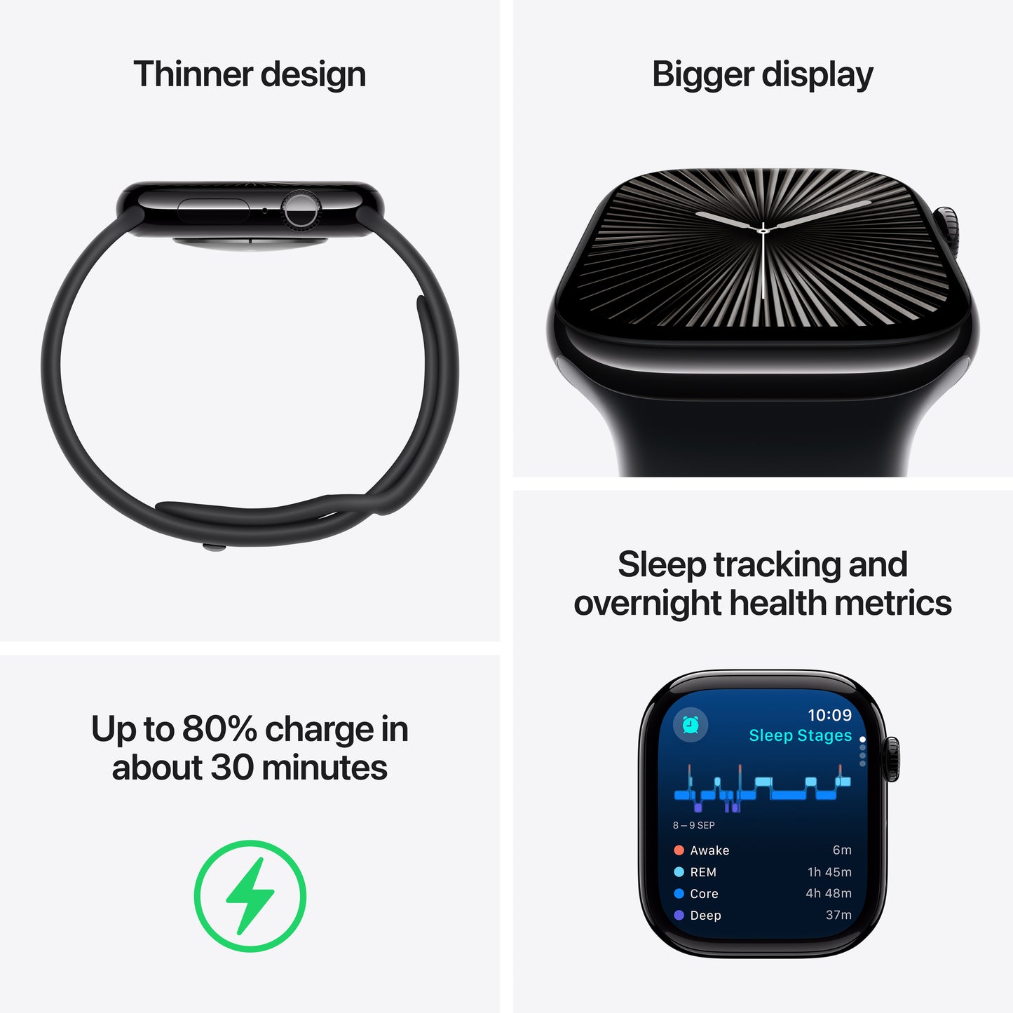 Pre-booking Apple Watch Series 10 GPS 42mm Jet Black Aluminium Case with Black Sport Band - S/M, MWWE3QA/A, Delivery from 20th Sep'24 onwards