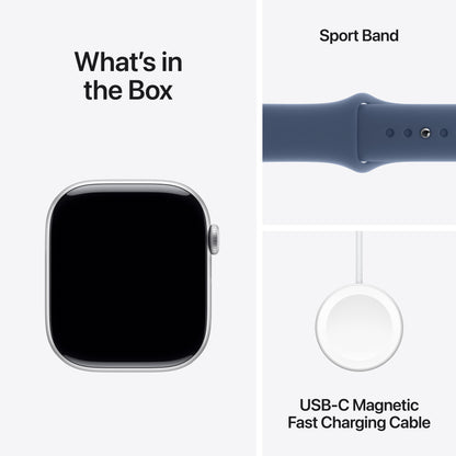 Pre-booking Apple Watch Series 10 GPS 42mm Silver Aluminium Case with Denim Sport Band - S/M, MWWA3QA/A, Delivery from 20th Sep'24 onwards