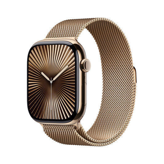 Pre-booking Apple Watch Series 10 GPS + Cellular 46mm Gold Titanium Case with Gold Milanese Loop - S/M, MC7T4QA/A, Delivery from 20th Sep'24 onwards