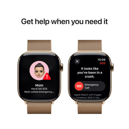 Apple Watch Series 10 GPS + Cellular 42mm Gold Titanium Case with Gold Milanese Loop, MX083QA/A