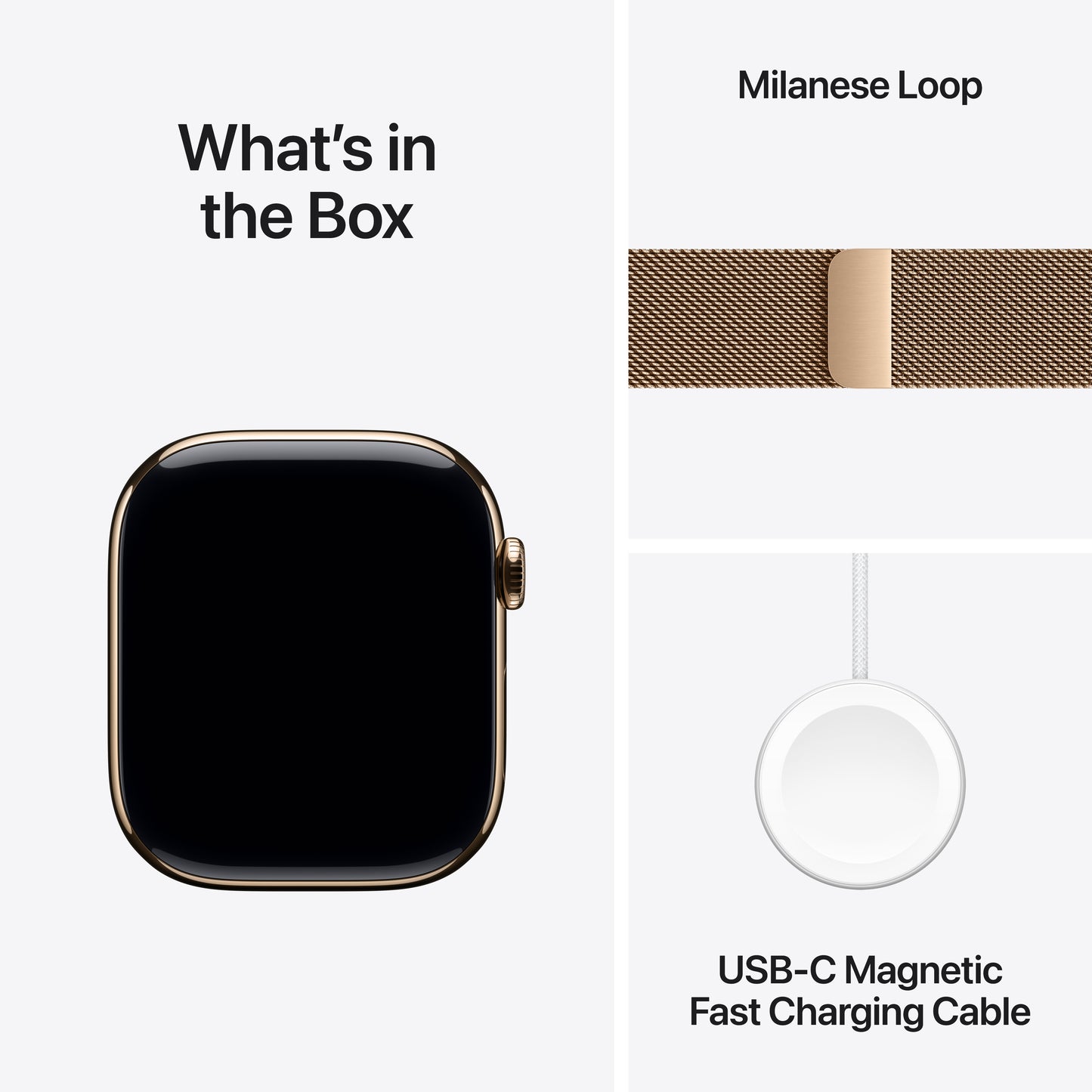 Apple Watch Series 10 GPS + Cellular 42mm Gold Titanium Case with Gold Milanese Loop, MX083QA/A