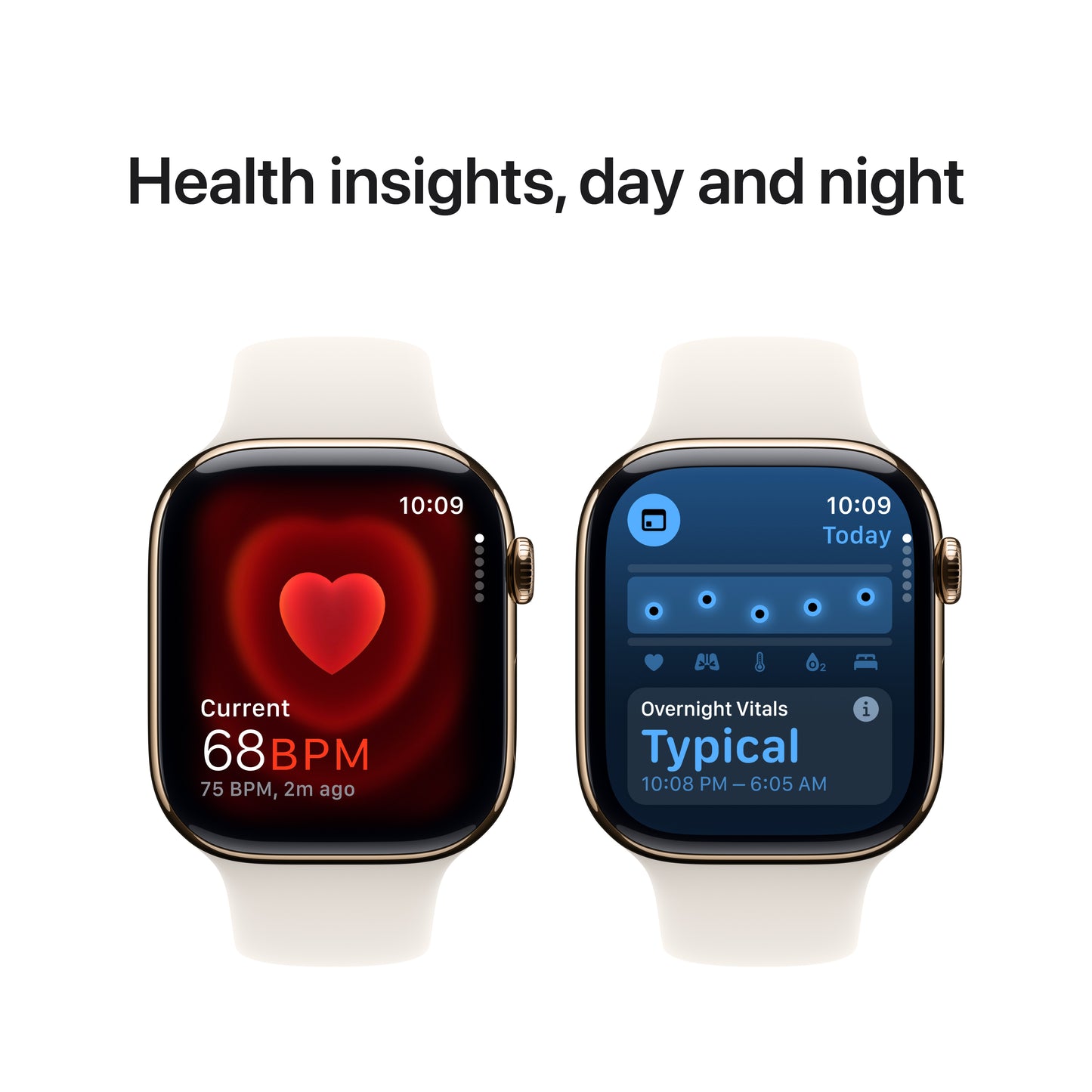 Apple Watch Series 10 GPS + Cellular 46mm Gold Titanium Case with Starlight Sport Band - M/L, MWYY3QA/A
