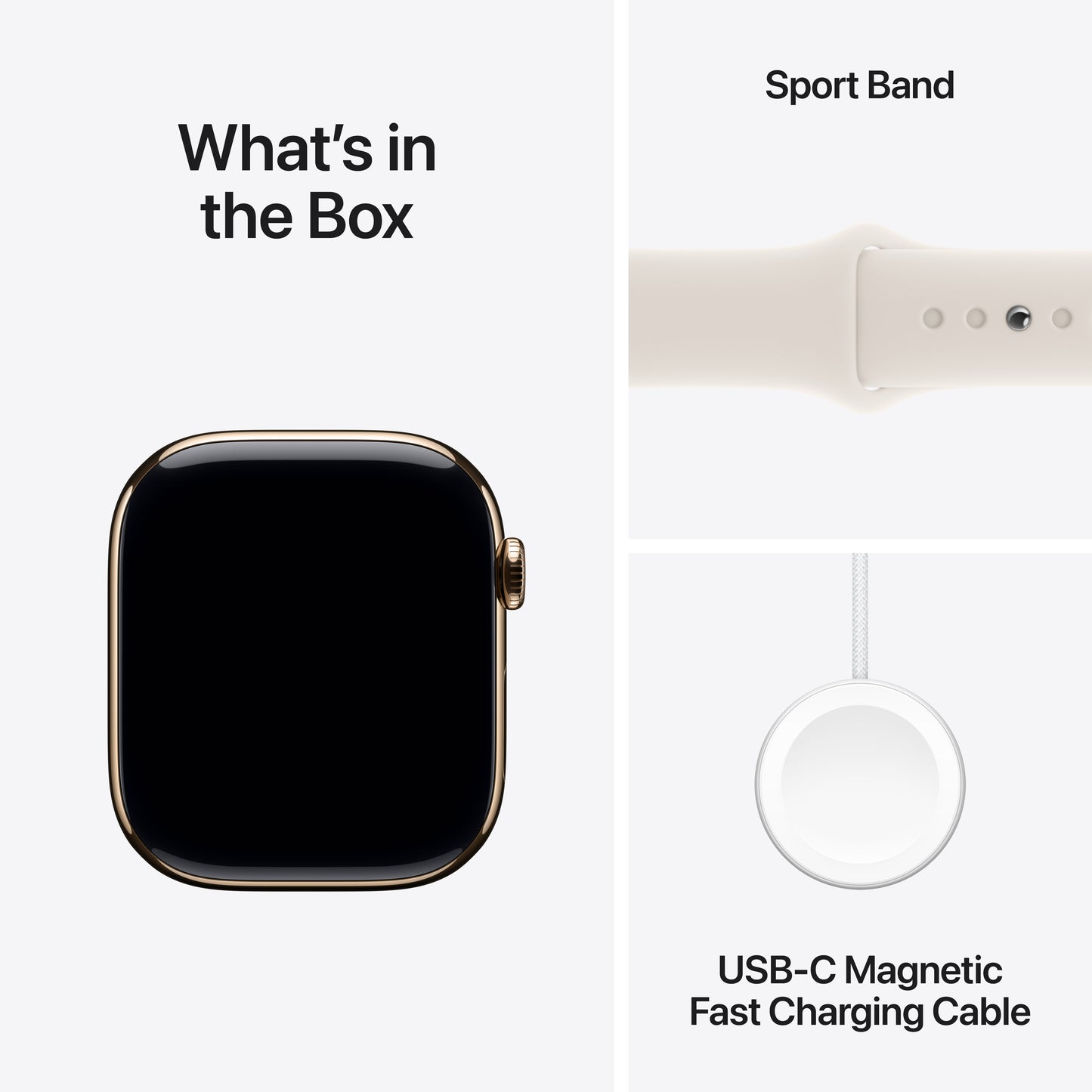 Apple Watch Series 10 GPS + Cellular 46mm Gold Titanium Case with Starlight Sport Band - M/L, MWYY3QA/A