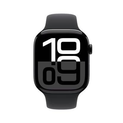 Apple Watch Series 10 GPS + Cellular 46mm Jet Black Aluminium Case with Black Sport Band - S/M, MWY33QA/A