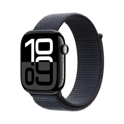 Apple Watch Series 10 GPS + Cellular 46mm Jet Black Aluminium Case with Ink Sport Loop, MWY53QA/A