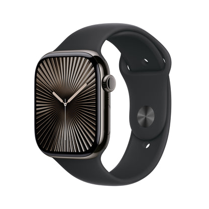 Apple Watch Series 10 GPS + Cellular 46mm Slate Titanium Case with Black Sport Band - S/M, MWYD3QA/A