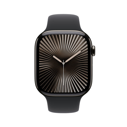 Apple Watch Series 10 GPS + Cellular 46mm Slate Titanium Case with Black Sport Band - S/M, MWYD3QA/A