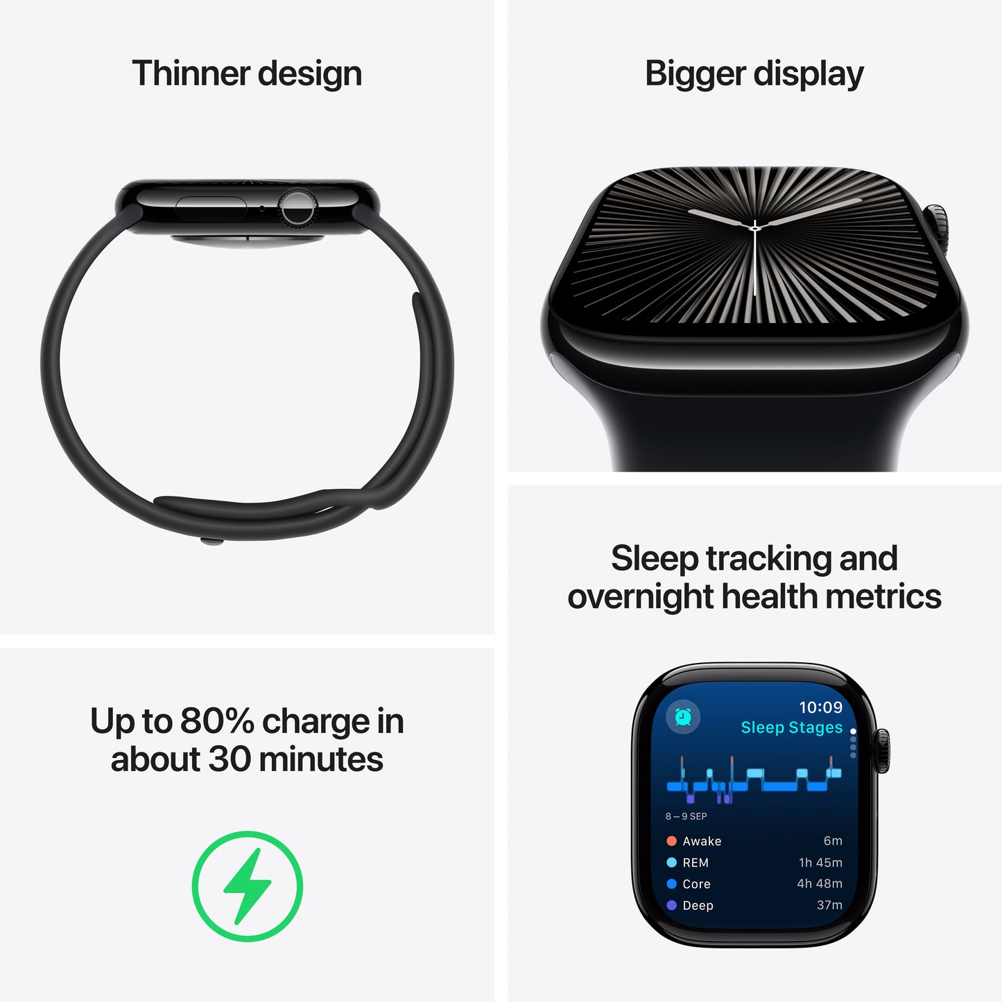 Apple Watch Series 10 GPS + Cellular 46mm Slate Titanium Case with Black Sport Band - S/M, MWYD3QA/A