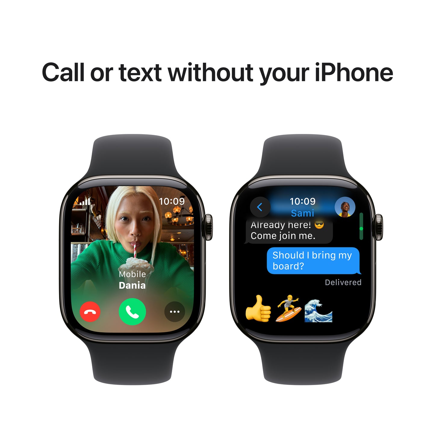 Apple Watch Series 10 GPS + Cellular 46mm Slate Titanium Case with Black Sport Band - S/M, MWYD3QA/A