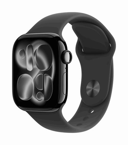 Apple Watch Series 11 GPS 42mm, Jet Black Aluminium Case with Black Sport Band, S/M