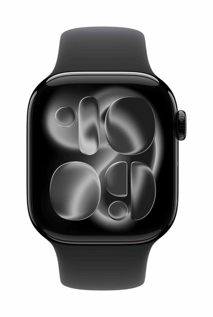 Apple Watch Series 11 GPS 42mm, Jet Black Aluminium Case with Black Sport Band, S/M