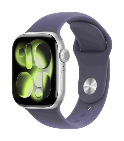 Apple Watch Series 11 GPS + Cellular 42mm, Silver Aluminium Case with Purple Fog Sport Band, M/L