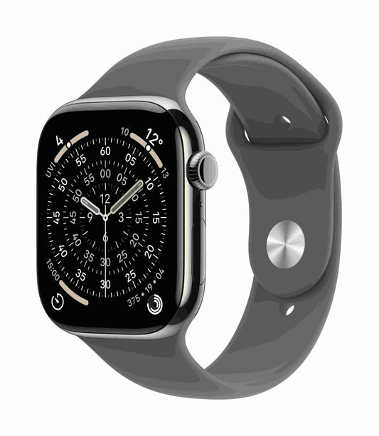 Apple Watch Series 11 GPS + Cellular 46mm, Natural Titanium Case with Stone Grey Sport Band, M/L