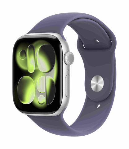 Apple Watch Series 11 GPS + Cellular 46mm, Silver Aluminium Case with Purple Fog Sport Band, M/L