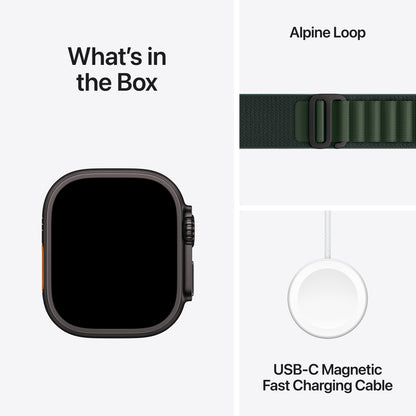 Pre-booking Apple Watch Ultra 2 GPS + Cellular 49mm Black Titanium Case with Dark Green Alpine Loop - Large, MX4T3QA/A, Delivery from 20th Sep'24 onwards