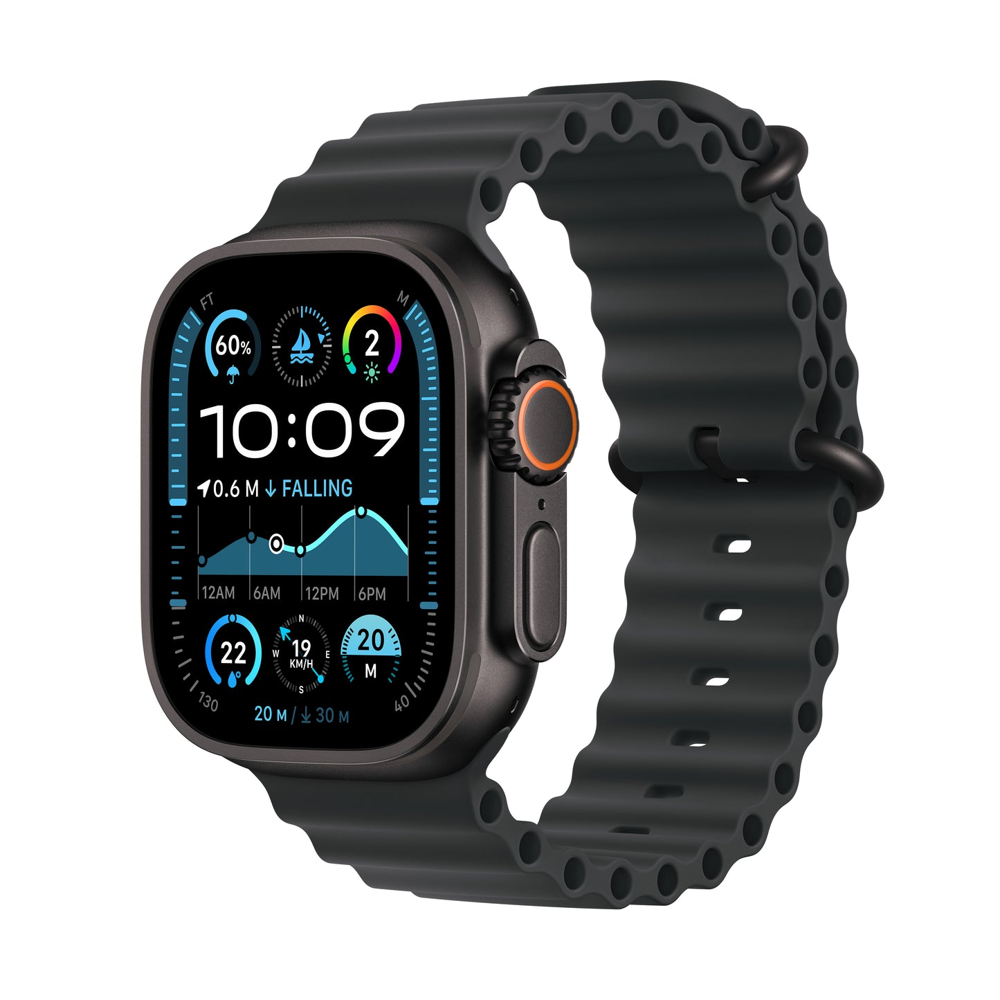 Pre-booking Apple Watch Ultra 2 GPS + Cellular 49mm Black Titanium Case with Black Ocean Band, MX4P3QA/A, Delivery from 20th Sep'24 onwards