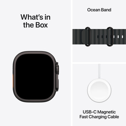 Pre-booking Apple Watch Ultra 2 GPS + Cellular 49mm Black Titanium Case with Black Ocean Band, MX4P3QA/A, Delivery from 20th Sep'24 onwards