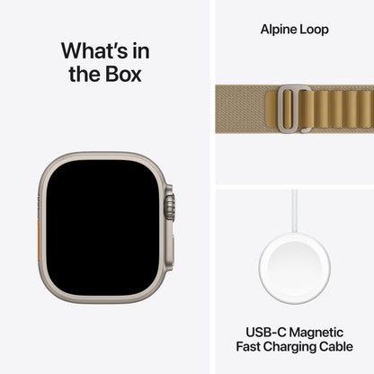 Pre-booking Apple Watch Ultra 2 GPS + Cellular 49mm Natural Titanium Case with Tan Alpine Loop - Small, MX4E3QA/A, Delivery from 20th Sep'24 onwards