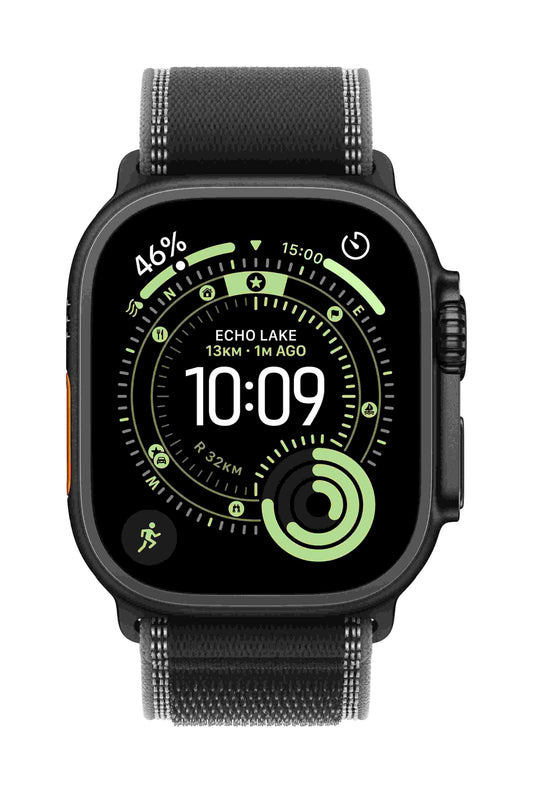 Apple Watch Ultra 3 GPS + Cellular 49mm, Black Titanium Case with Black/Charcoal Trail Loop, M/L