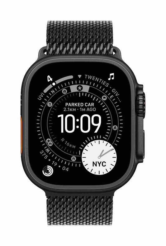 Apple Watch Ultra 3 GPS + Cellular 49mm, Black Titanium Case with Black Titanium Milanese Loop, Large