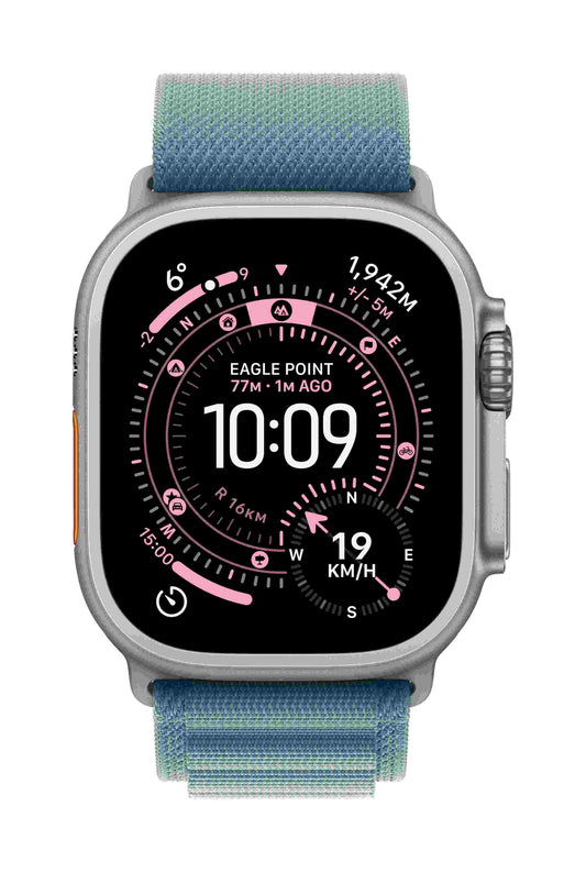 Apple Watch Ultra 3 GPS + Cellular 49mm, Natural Titanium Case with Light Blue Alpine Loop, Large
