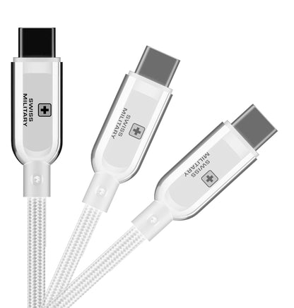 Swiss Military USB-A to USB-C Fast Charging Cable 60W Premium Braided 1M White