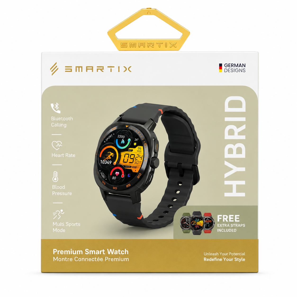 Smartix Premium Hybrid Smart Watch with 1.4 Inch Amoled Screen