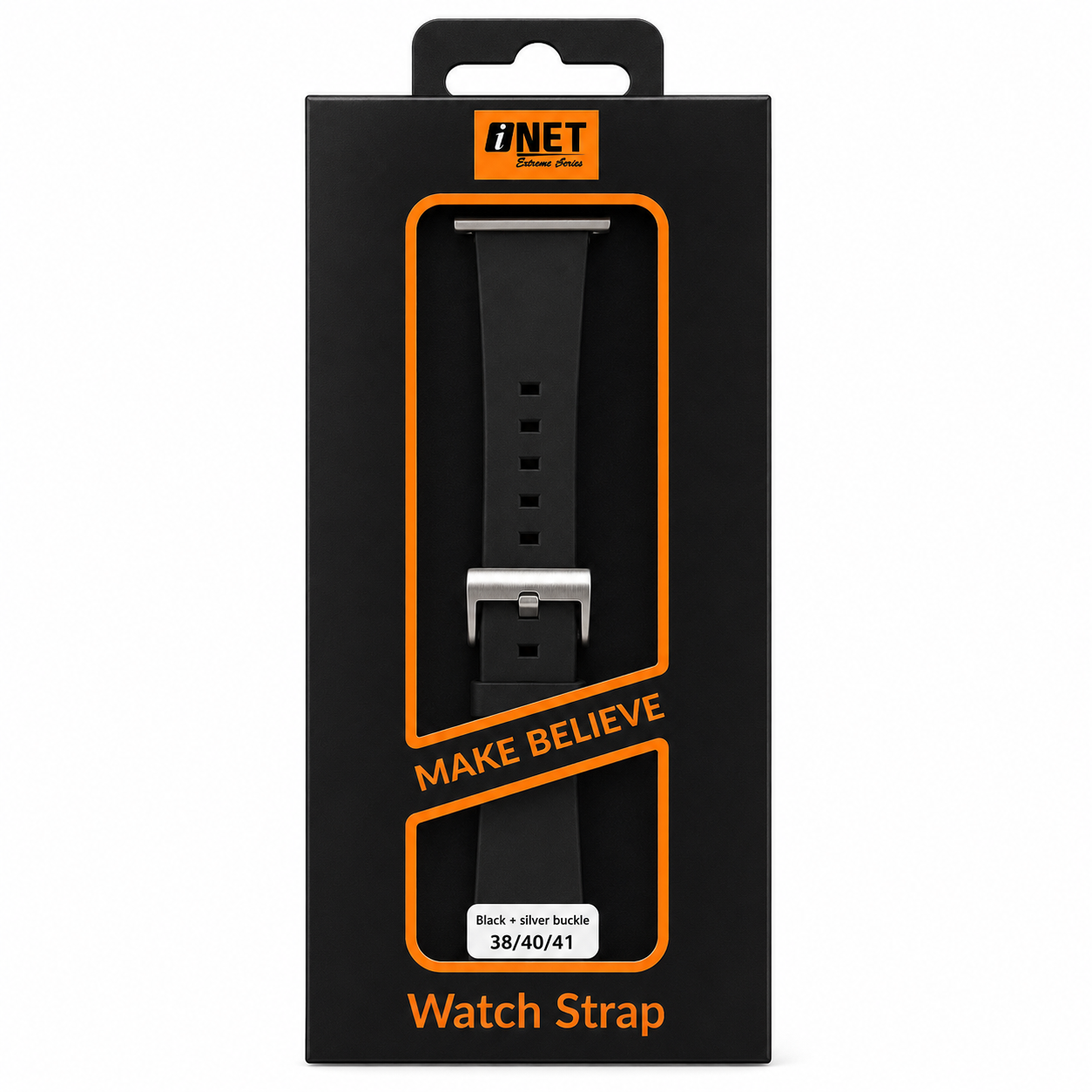 iNet Watch Strap Black with Silver Buckle 38/40/41mm INWST02SQ