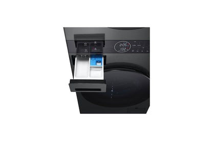 LG Washer Tower, 12/10 Kg, 1400 RPM , STEAM /DRY READY, HEAT PUMP WITH DUAL INVERTER , AI DD / Smart Pairing, SmartThinQ(WiFi), Full STS Drum,  (W x D x H) : 600 x 660 x 1655, Motor 10year Warranty, Black Steel, W4W8BVPKZHM