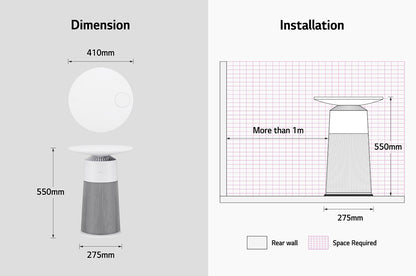 LG PuriCare Aero Furniture Air Purifier, Cream White, AS20GPHK0