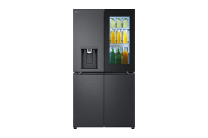 LG Black Glass InstaView, French Door Fridge, Essence Black Steel 681L GR-X34FFCAB