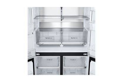 LG Black Glass InstaView, French Door Fridge, Essence Black Steel 681L GR-X34FFCAB