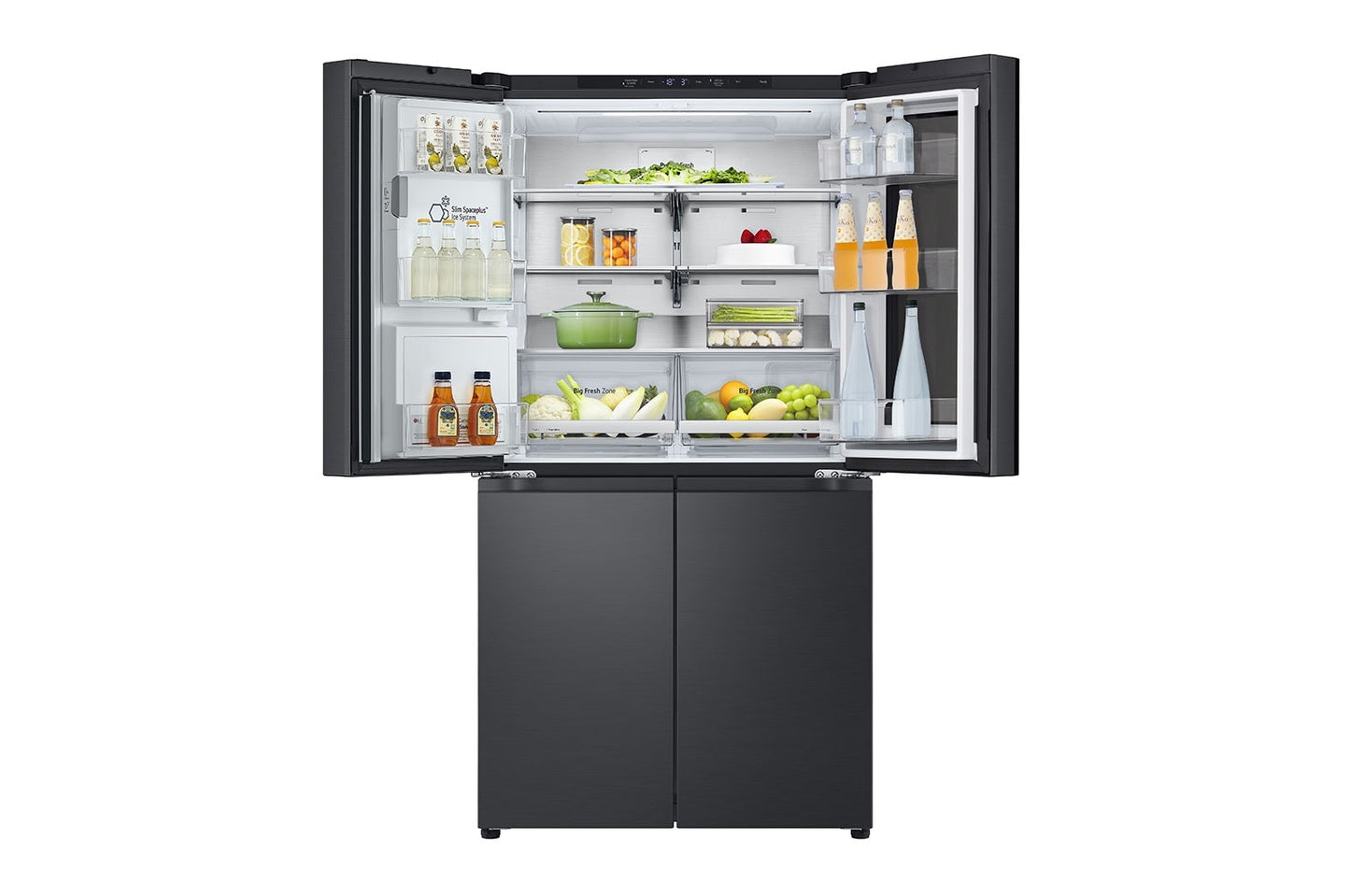 LG Black Glass InstaView, French Door Fridge, Essence Black Steel 681L GR-X34FFCAB