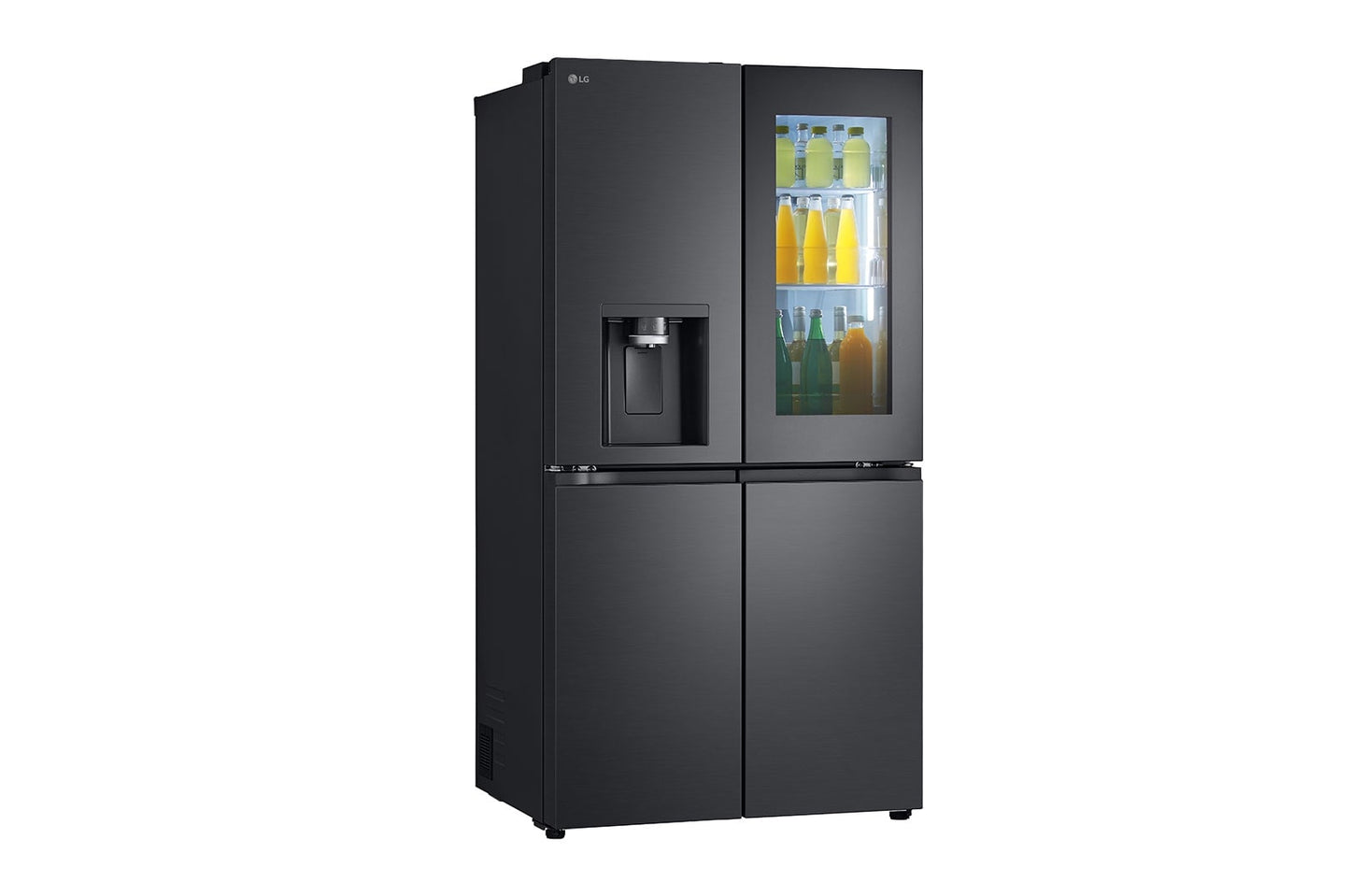 LG Black Glass InstaView, French Door Fridge, Essence Black Steel 681L GR-X34FFCAB
