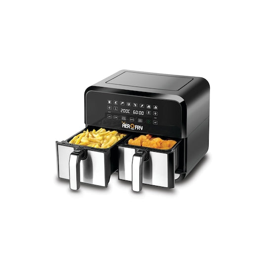 BLACK+DECKER Dual Air Fryer,1700W, 4L + 4L, Stainless Steel Finish, DZAF1700-B5