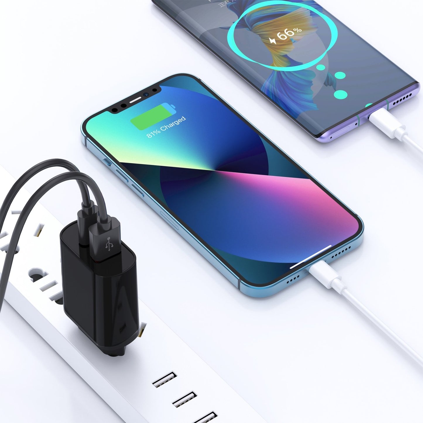 WiWU Quick 20W+18W PD+QC UK Fast Charger With USB to Type-C Cable, Black
