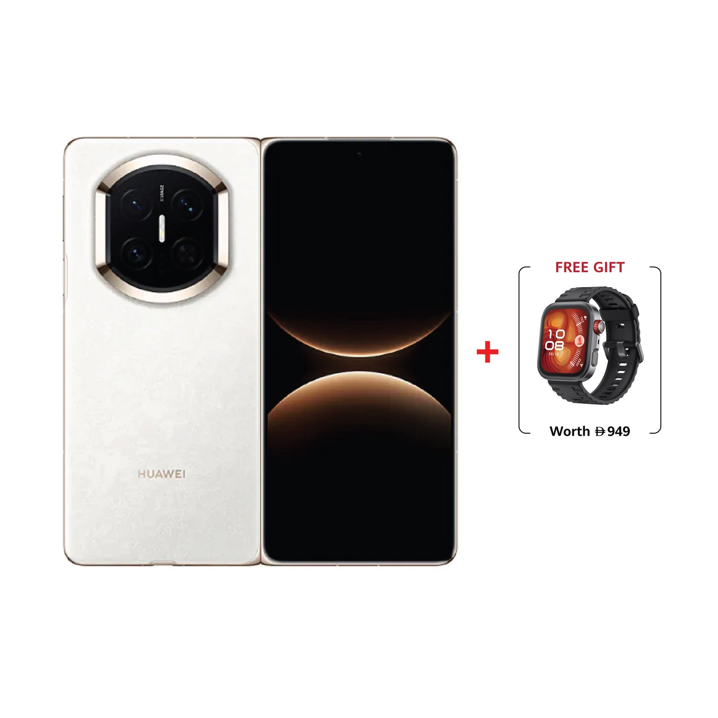 Huawei Mate X7 4G 16GB RAM, 512GB Storage, Dual SIM Foldable Smartphone, Arabic White + Free Watch Fit 4 Pro