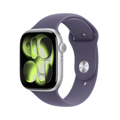 Apple Watch Series 11 GPS 46mm, Silver Aluminium Case with Purple Fog Sport Band, M/L