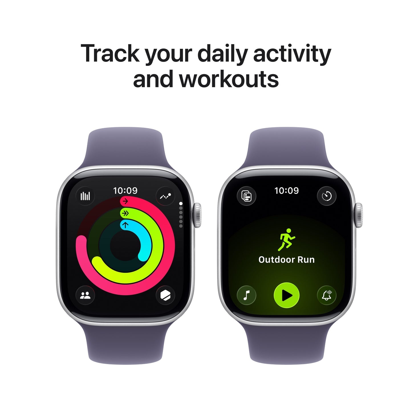 Apple Watch Series 11 GPS 46mm, Silver Aluminium Case with Purple Fog Sport Band, M/L