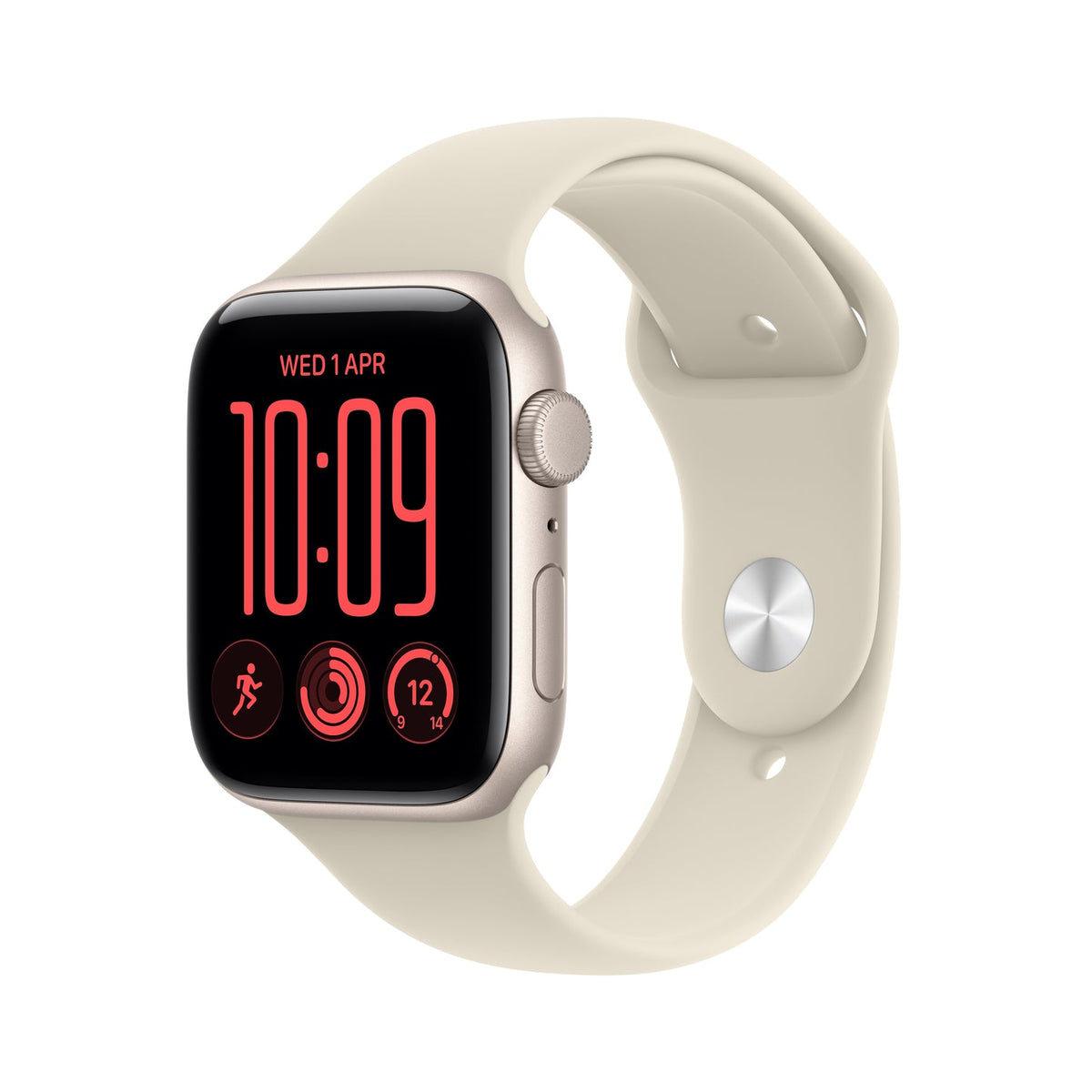 Apple Watch SE 3 GPS 44mm – Starlight Aluminium Case with Sand Sport Band (S/M) – S10 Chip, Always-On Retina Display, 18-Hour Battery, 50m Water Resistant