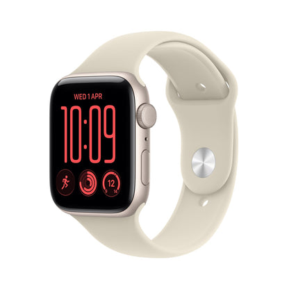 Apple Watch SE 3 GPS 44mm – Starlight Aluminium Case with Sand Sport Band (S/M) – S10 Chip, Always-On Retina Display, 18-Hour Battery, 50m Water Resistant