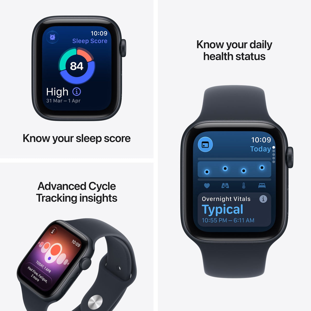 Apple Watch SE 3 GPS 40mm – Midnight Aluminium Case with Midnight Sport Band (S/M) – S10 Chip, Always-On Retina Display, 18-Hour Battery, 50m Water Resistant