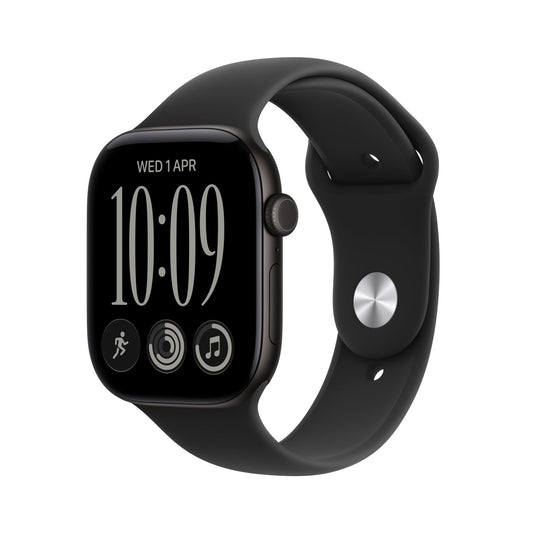 Apple Watch Series 12 GPS 42mm – Black Aluminium Case with Black Sport Band (S/M) – S11 Chip, Ceramic Shield 2, 24-Hour Battery, 50m Water Resistant