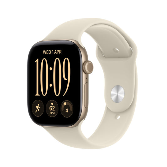 Apple Watch Series 12 GPS 42mm – Light Gold Aluminium Case with Sand Sport Band (M/L) – S11 Chip, Ceramic Shield 2, 24-Hour Battery, 50m Water Resistant