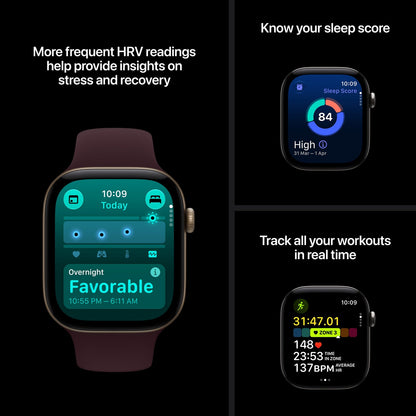 Apple Watch Series 12 GPS 42mm – Light Gold Aluminium Case with Sand Sport Band (S/M) – S11 Chip, Ceramic Shield 2, 24-Hour Battery, 50m Water Resistant