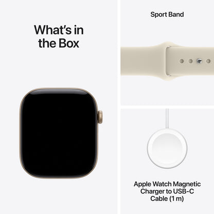 Apple Watch Series 12 GPS 42mm – Light Gold Aluminium Case with Sand Sport Band (S/M) – S11 Chip, Ceramic Shield 2, 24-Hour Battery, 50m Water Resistant