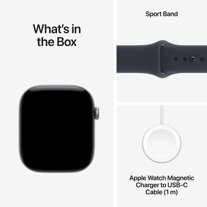 Apple Watch Series 12 GPS 42mm – Space Gray Aluminium Case with Navy Blue Sport Band (M/L) – S11 Chip, Ceramic Shield 2, 24-Hour Battery, 50m Water Resistant