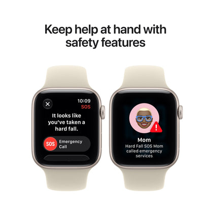 Apple Watch SE 3 GPS + Cellular 44mm – Starlight Aluminium Case with Sand Sport Band (S/M) – S10 Chip, 5G, Always-On Retina Display, 18-Hour Battery