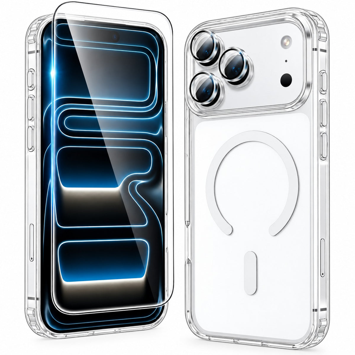 Inet INXBIP18PR Clear Case + Screen Protector + Lens Bundle for Apple iPhone 18 Pro