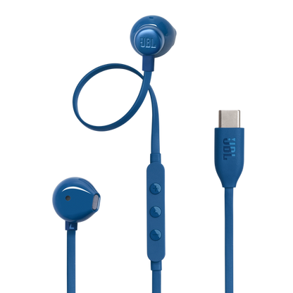 JBL TUNE 305C In Ear Headphones, Wired, USB-C, Hi Res Audio, Blue